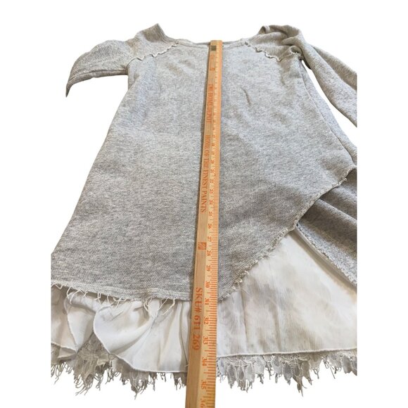 Sundance Gray  Sweater Dress Layered lace  Hem L Western Festival Fairy Grunge - Picture 5 of 10